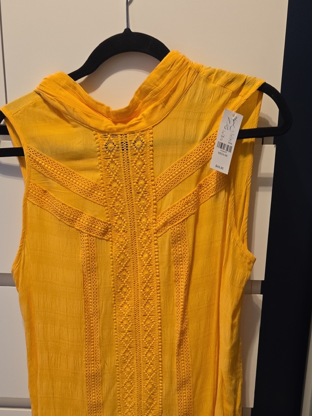 Bright Yellow Lace-Trim Sleeveless Camisole by 7th Avenue Design Studio